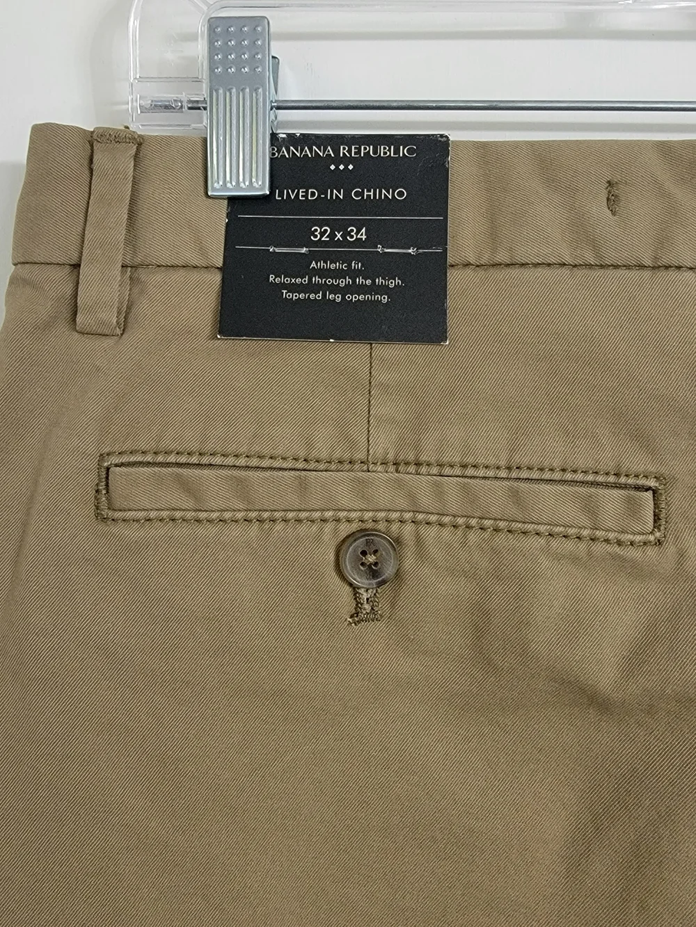 Banana Republic Athletic Fit Lived-In Chino Pants Mens 32x34 Acorn 400028 Khaki